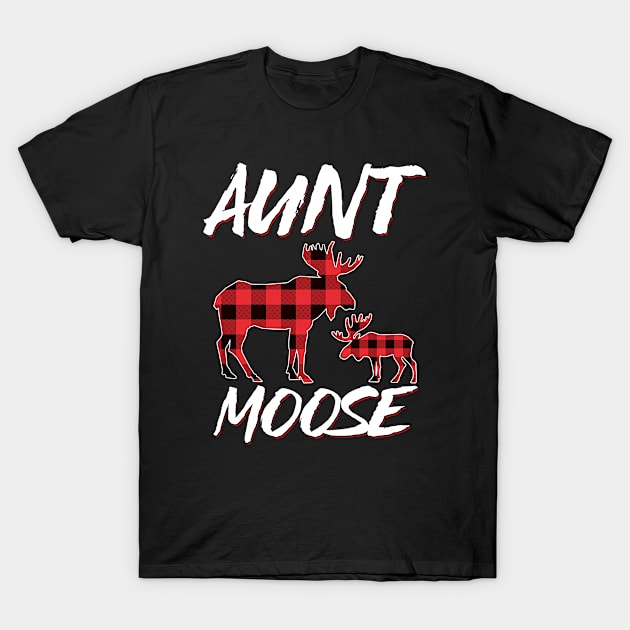 Red Plaid Aunt Moose Matching Family Pajama Christmas Gift T-Shirt by intelus